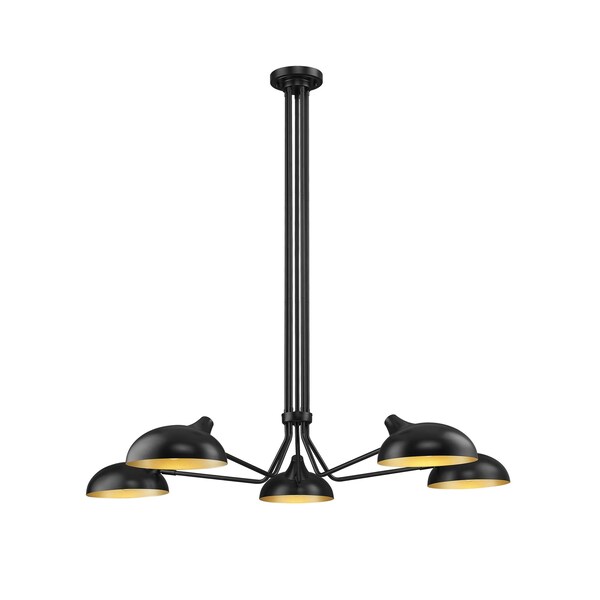 Z-Lite Bellamy Chandelier, 5-Light, 52 In.W x 52 In.L x 8.25 In.H, Matte Black/Matte Black Outer 1942-5MB - main